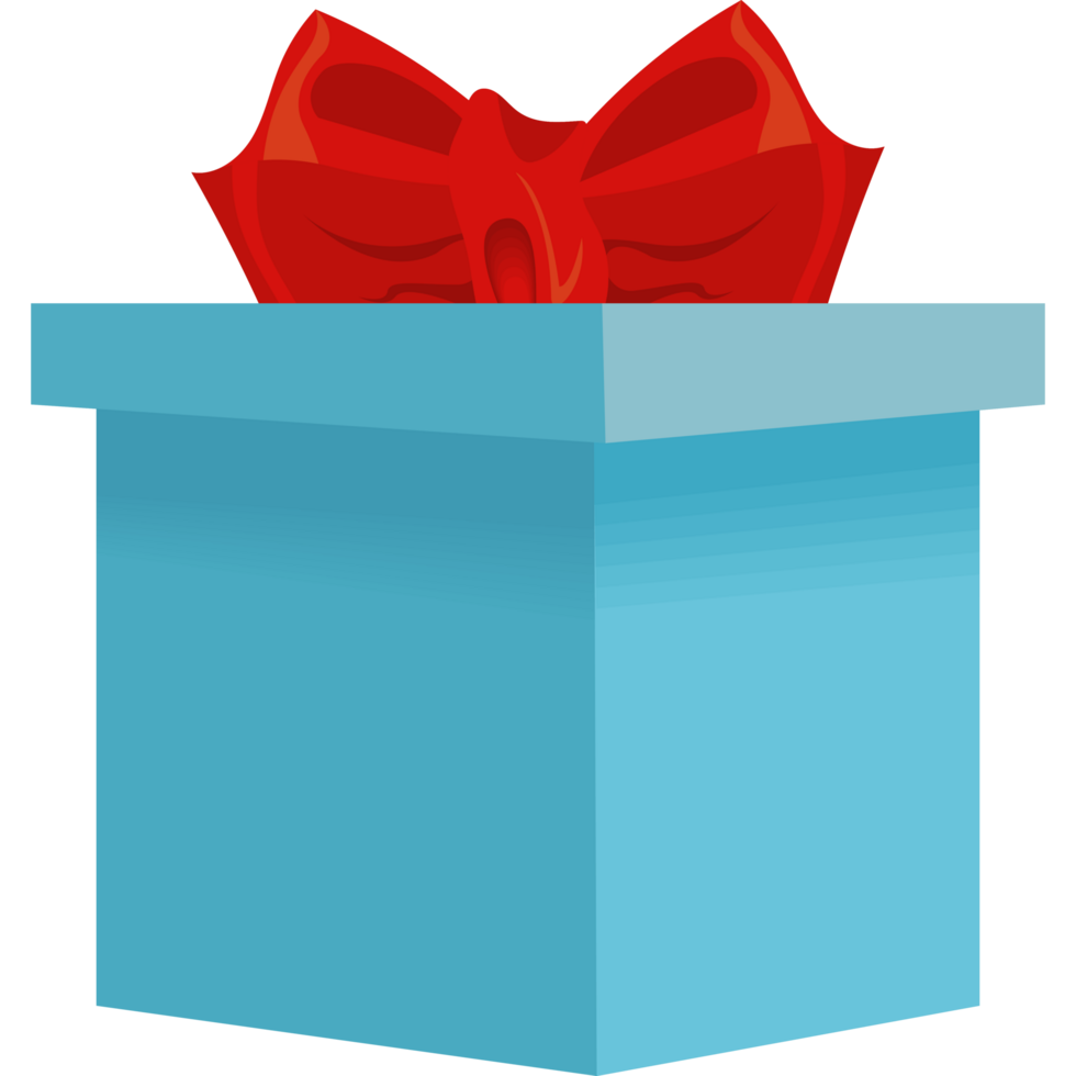 blue christmas gift with ribbon png