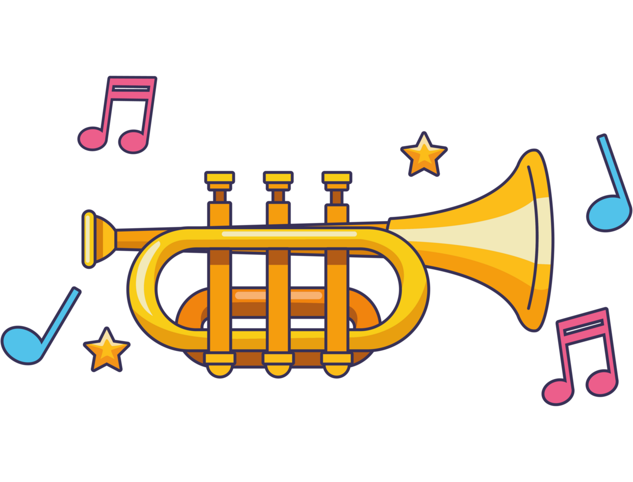 trompeta con notas musicales png