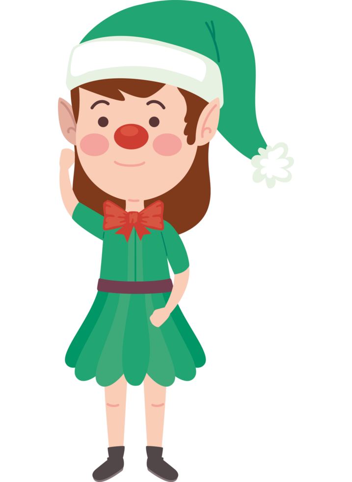 cute female elf saludating png