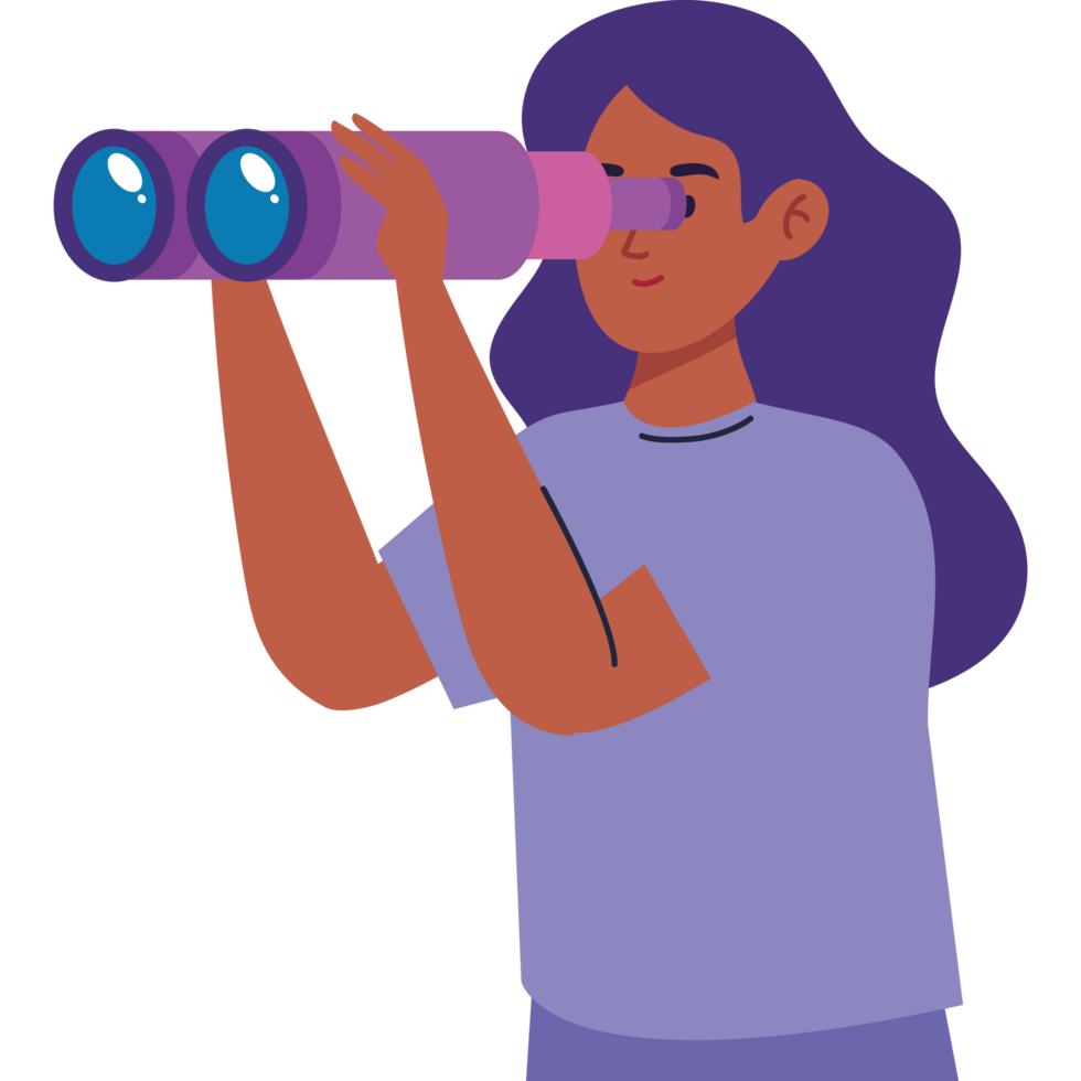 young woman with binoculars png