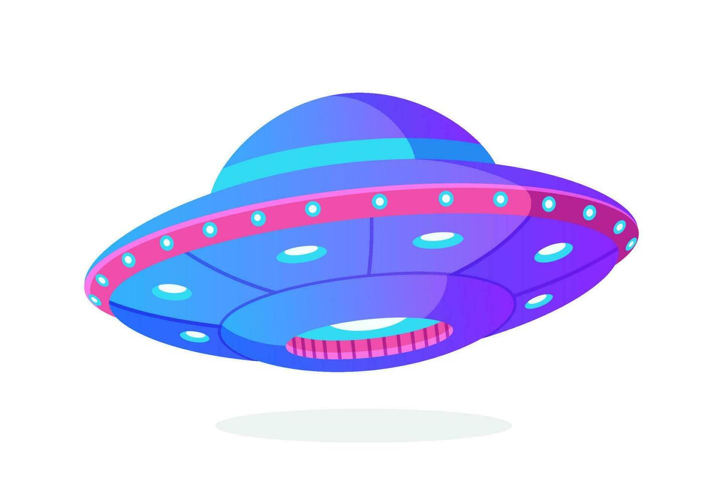 Ultra violet UFO space ship in flat style vector