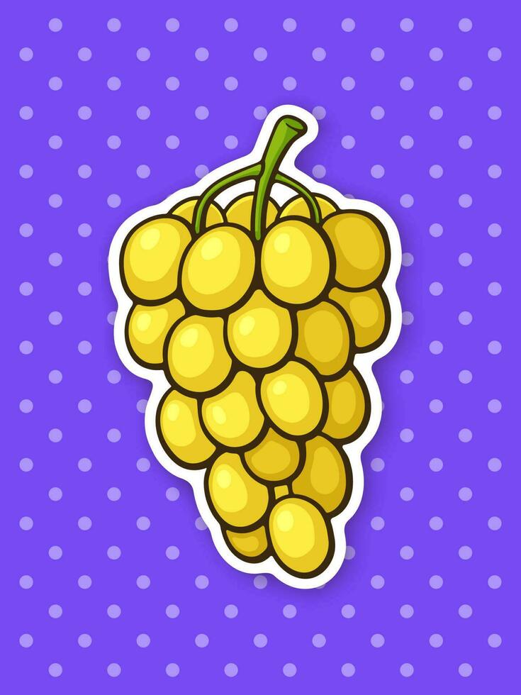 Sticker a bunch of grapes with oval green berries vector