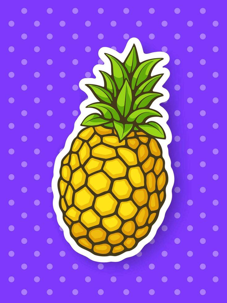 Sticker of fresh pineapple vector