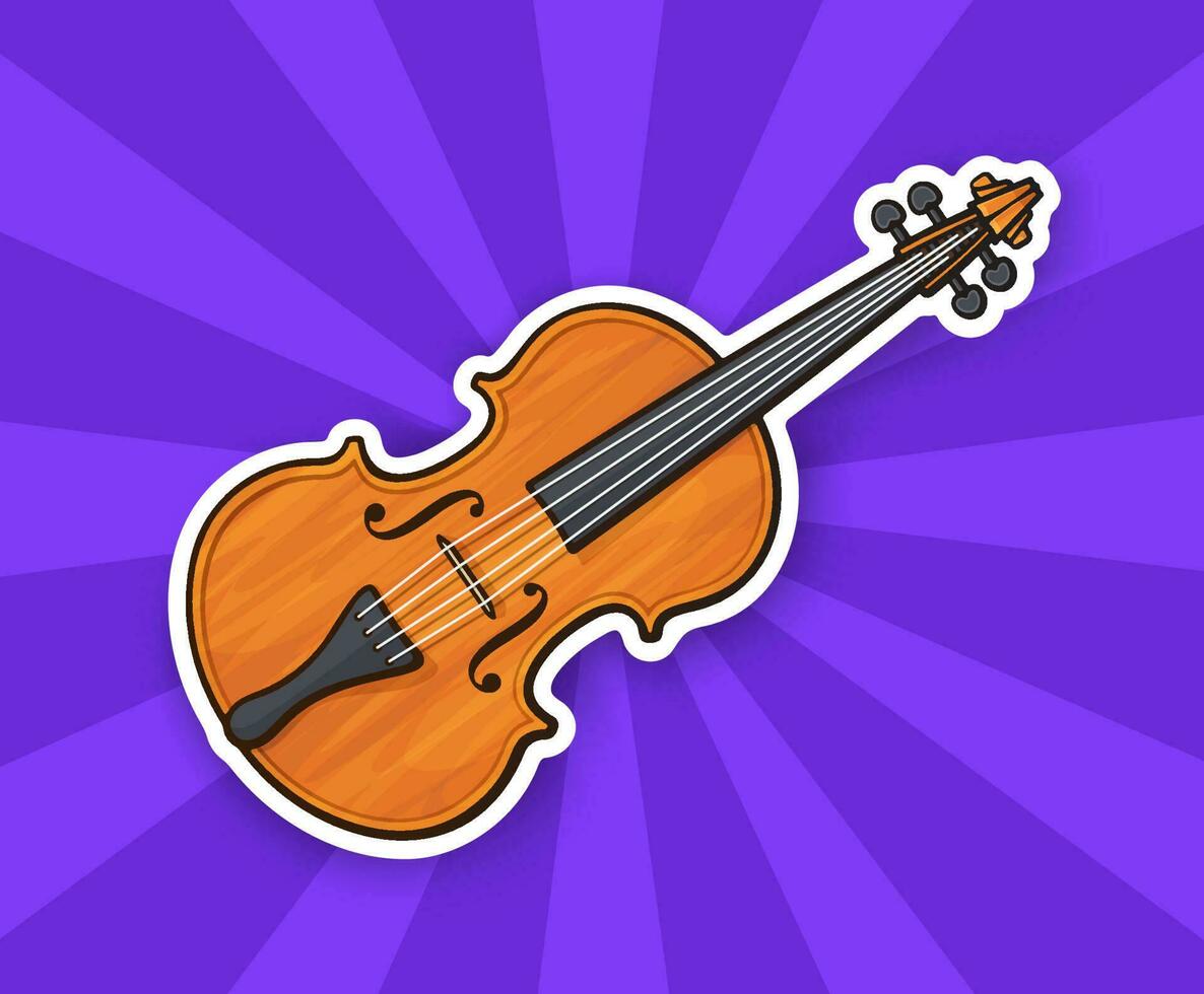 Sticker of classic wooden violin without a bow vector