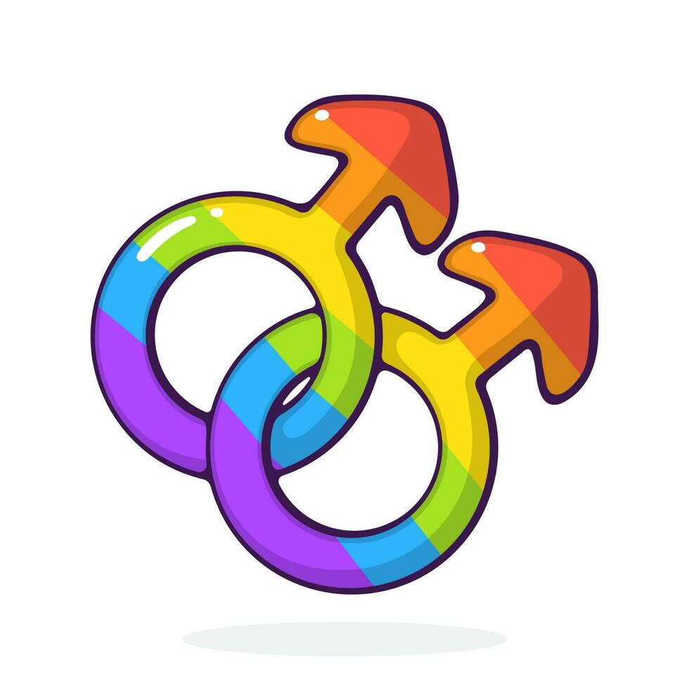 Cartoon illustration of male homosexual Venus symbol in rainbow color vector