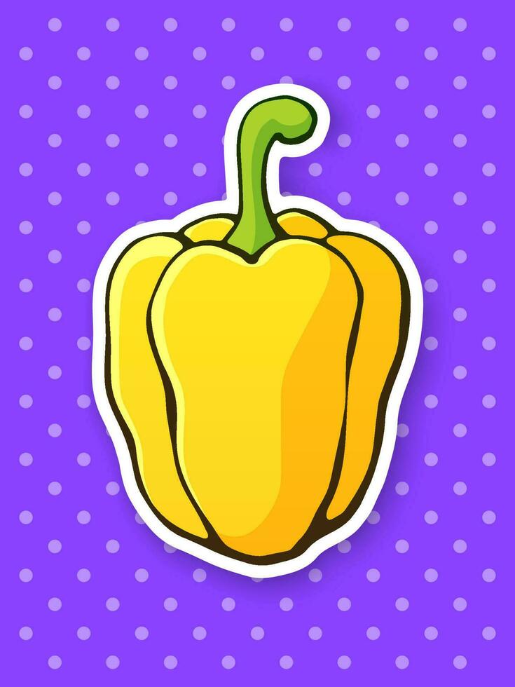 Sticker of yellow bell pepper or paprika with a stem vector