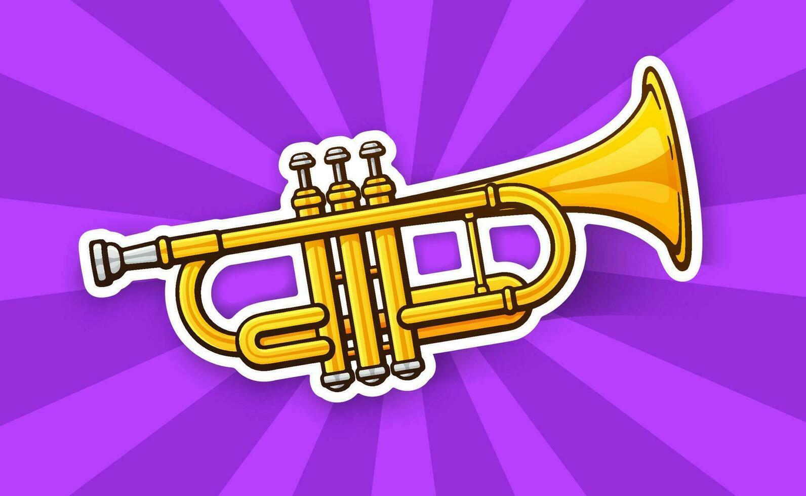 Sticker of classical music wind instrument trumpet vector