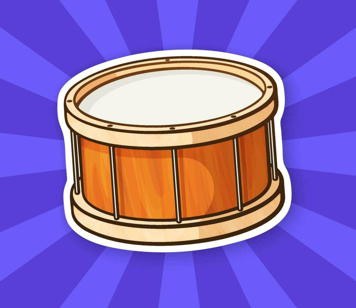 Sticker of classic wooden drum vector