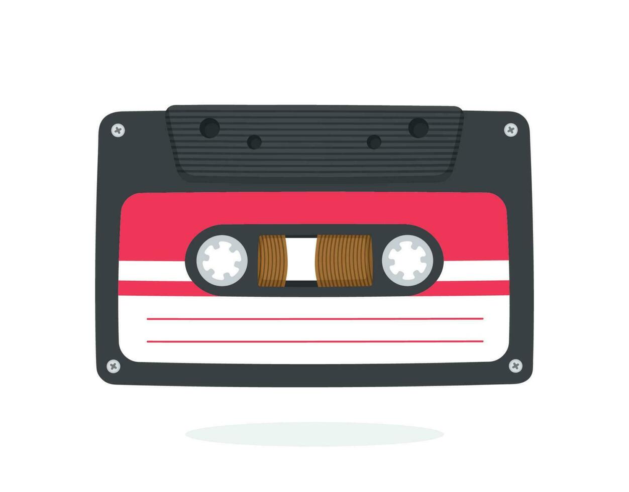 Black retro audio cassette in flat style vector