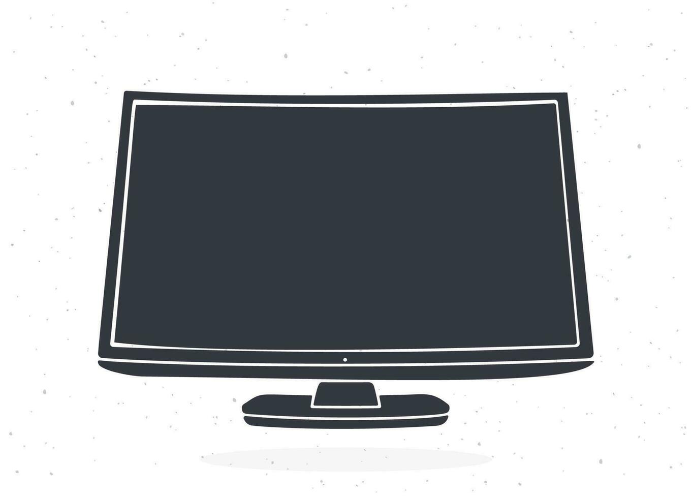 Silhouette of modern digital smart TV with full ultra HD display. Vector illustration. Television box with LCD or LED flatscreen for video translation. Isolated white background