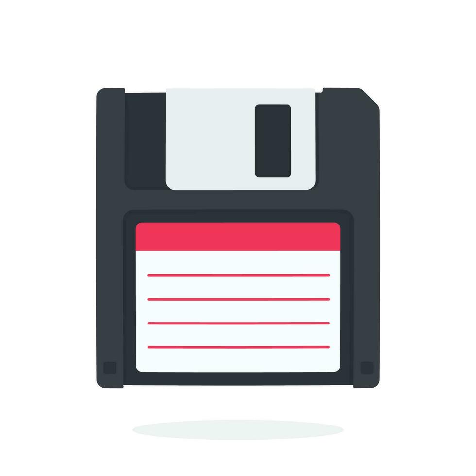 Black magnetic computer floppy disk in flat style vector
