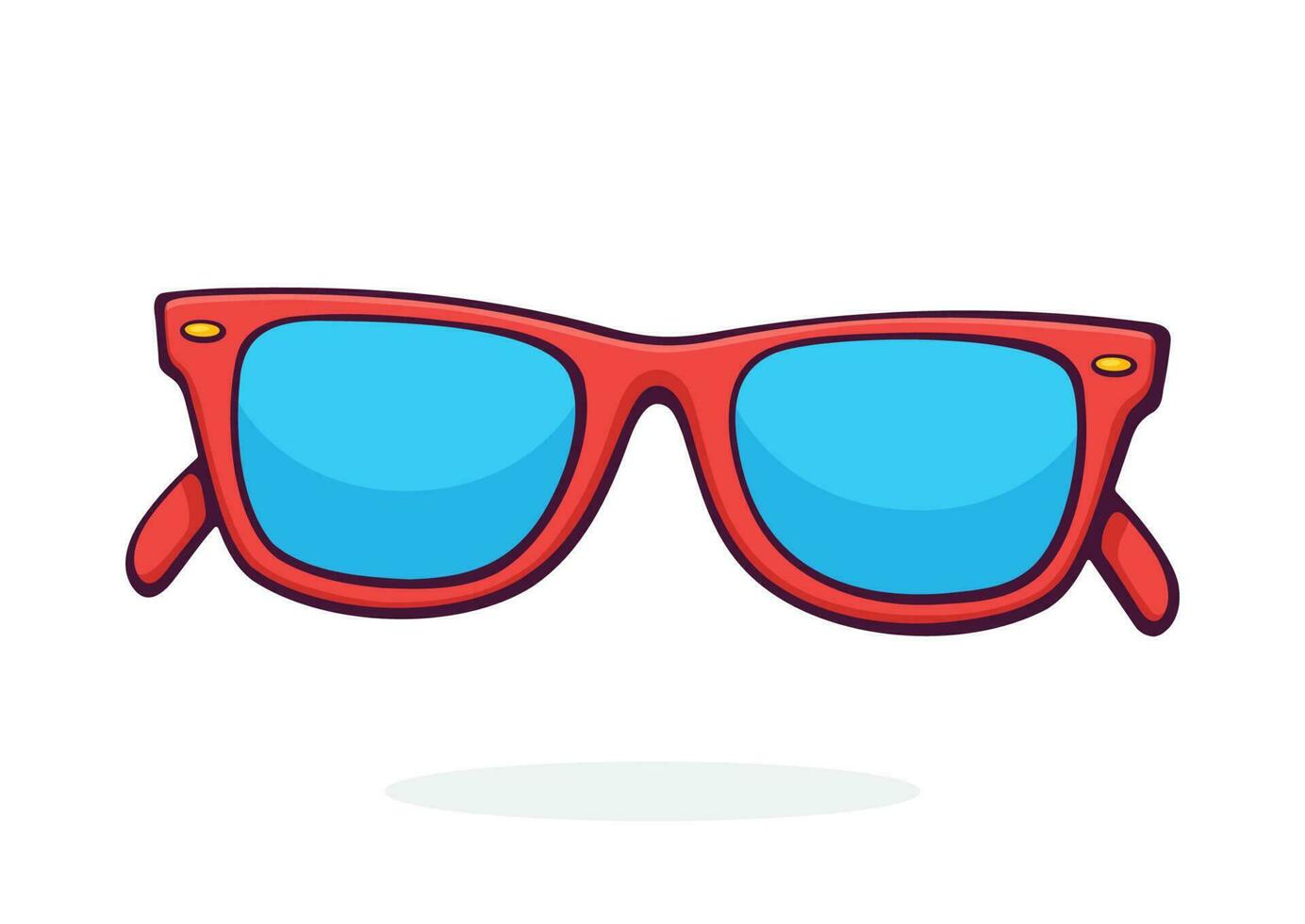 Illustration of sunglasses with red plastic rimmed and blue lenses vector