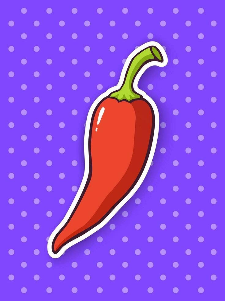 Sticker red spicy hot chili pepper vector