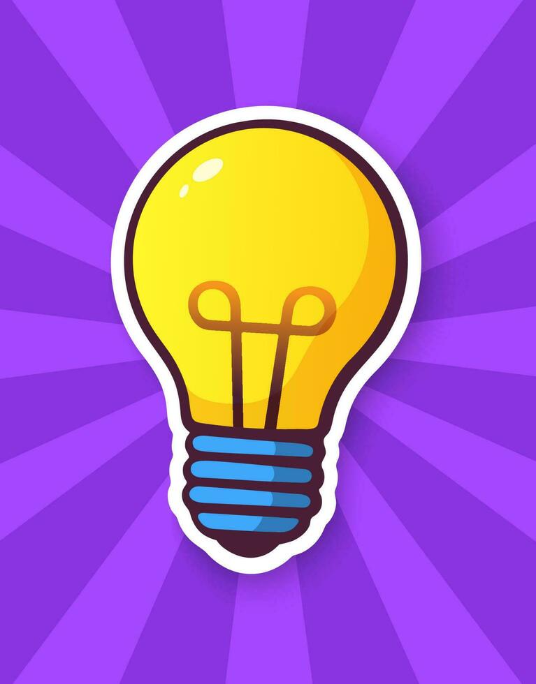 Cartoon sticker with light bulb vector