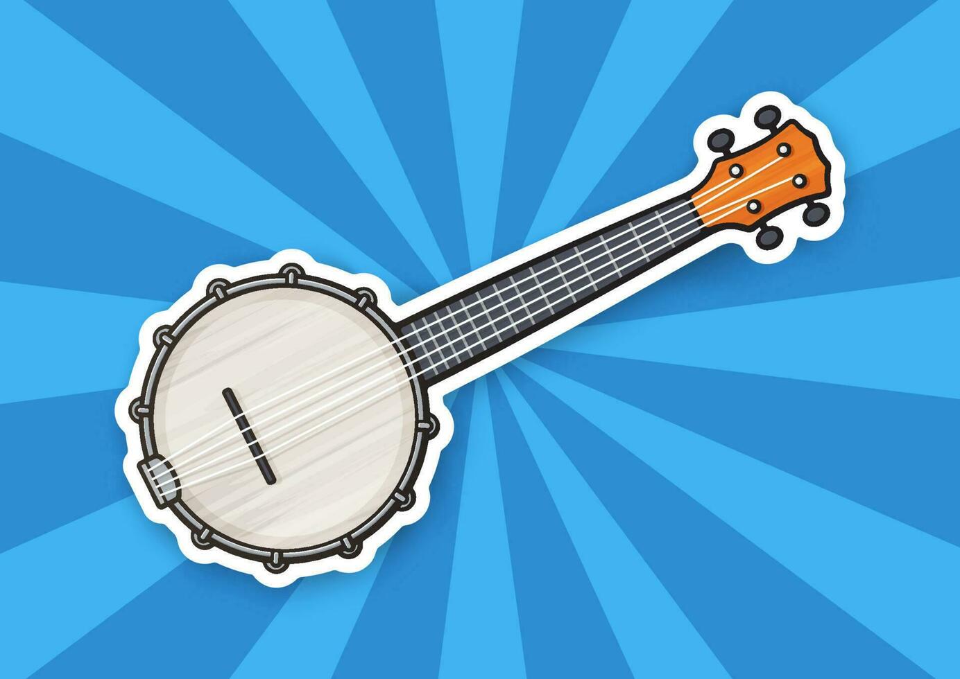 Sticker of classic country music banjo vector