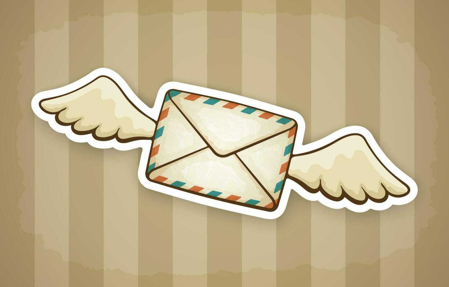 Sticker of flying closed vintage envelope with wings vector
