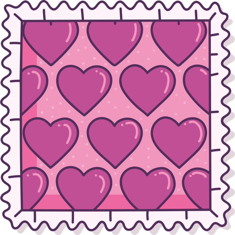 sello postal con corazones png