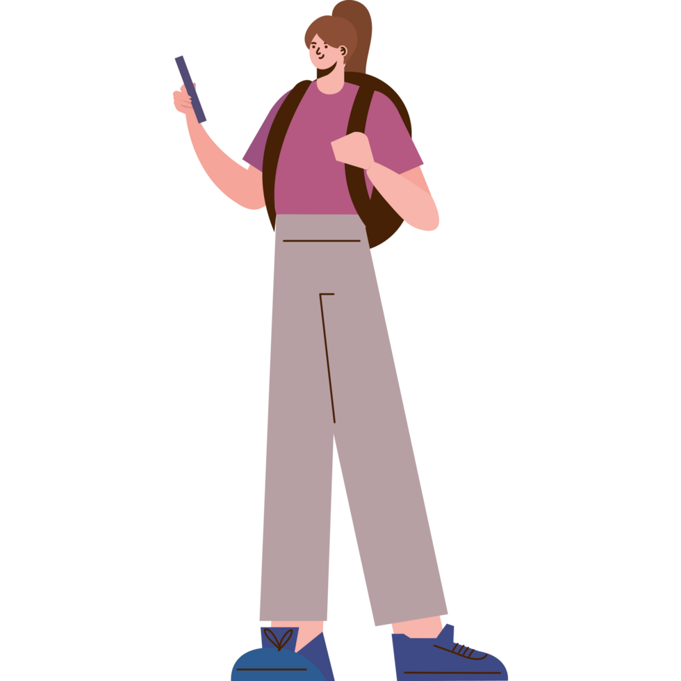 female traveler with travelbag png