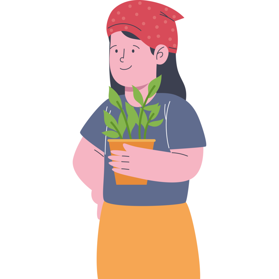 female gardener with houseplant png