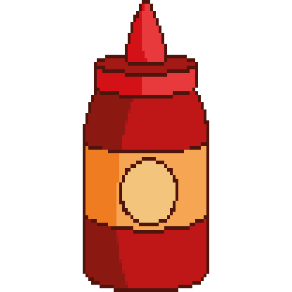 botella de ketchup con salsa pixelada png