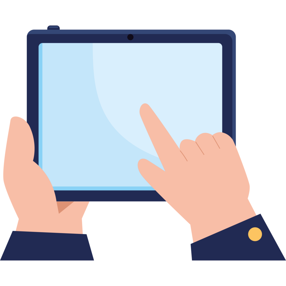 hands using tablet device png