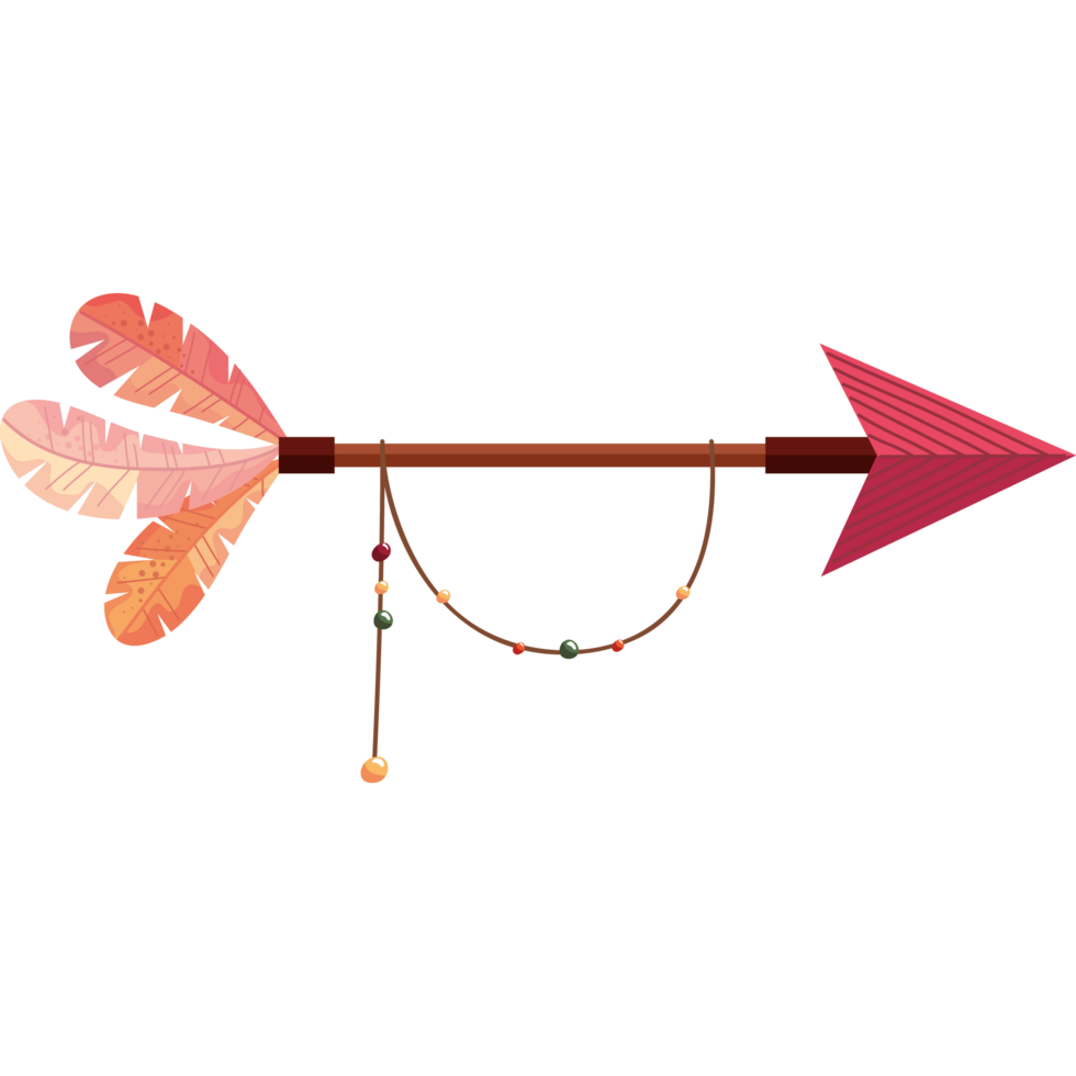 arrow with feathers boho style png