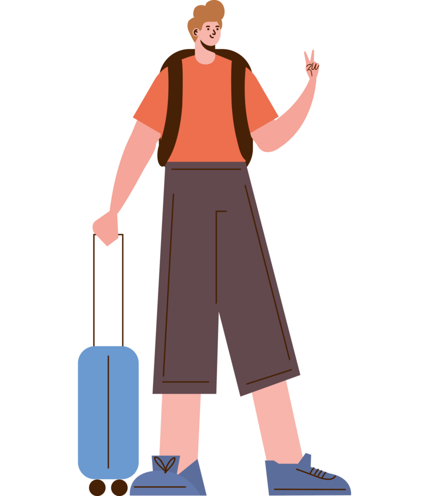 traveler man with suitcase png