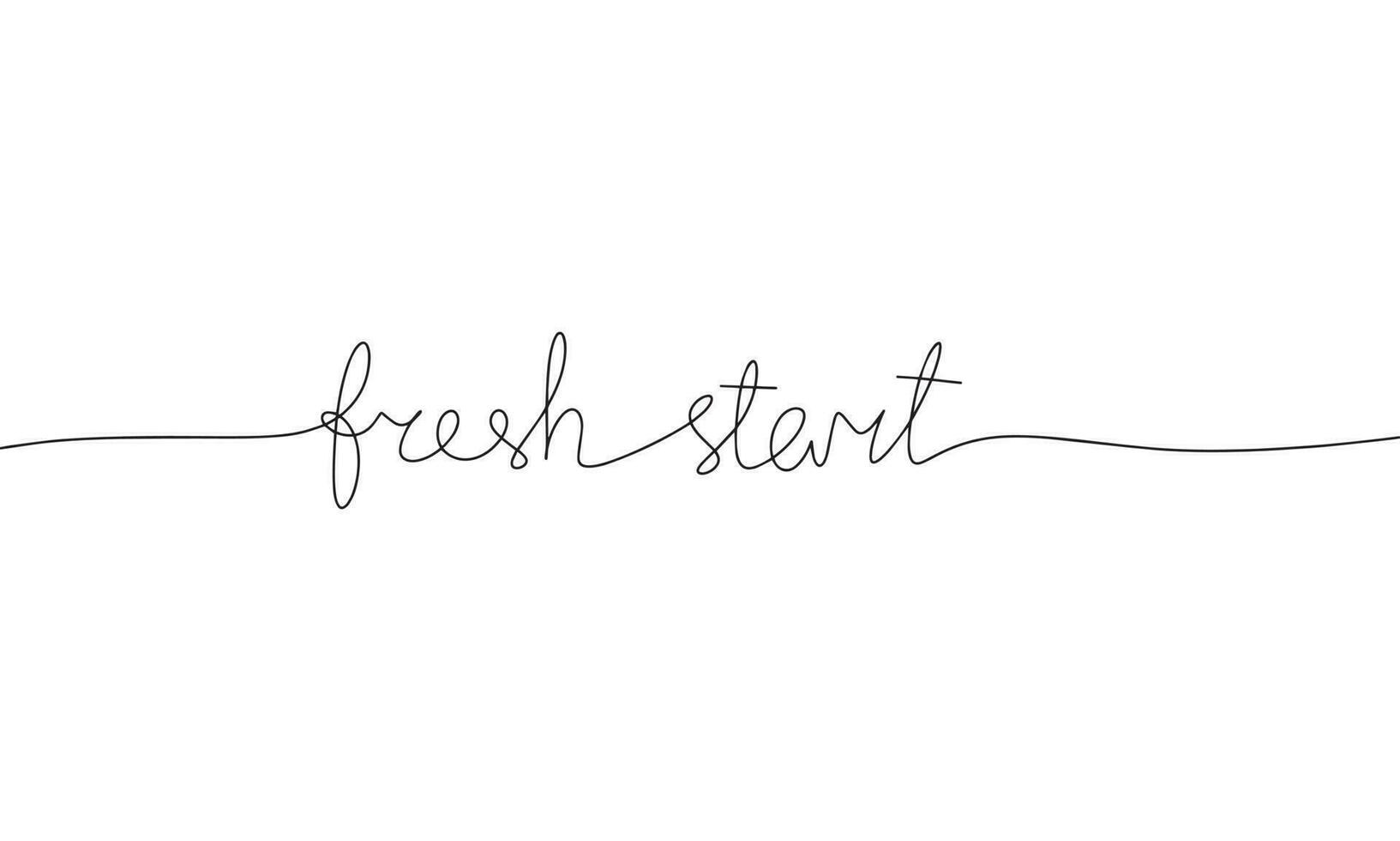 fresh start one line continuous phrase. Pension, retirement concept. Line art, hand drawn vector illustration.