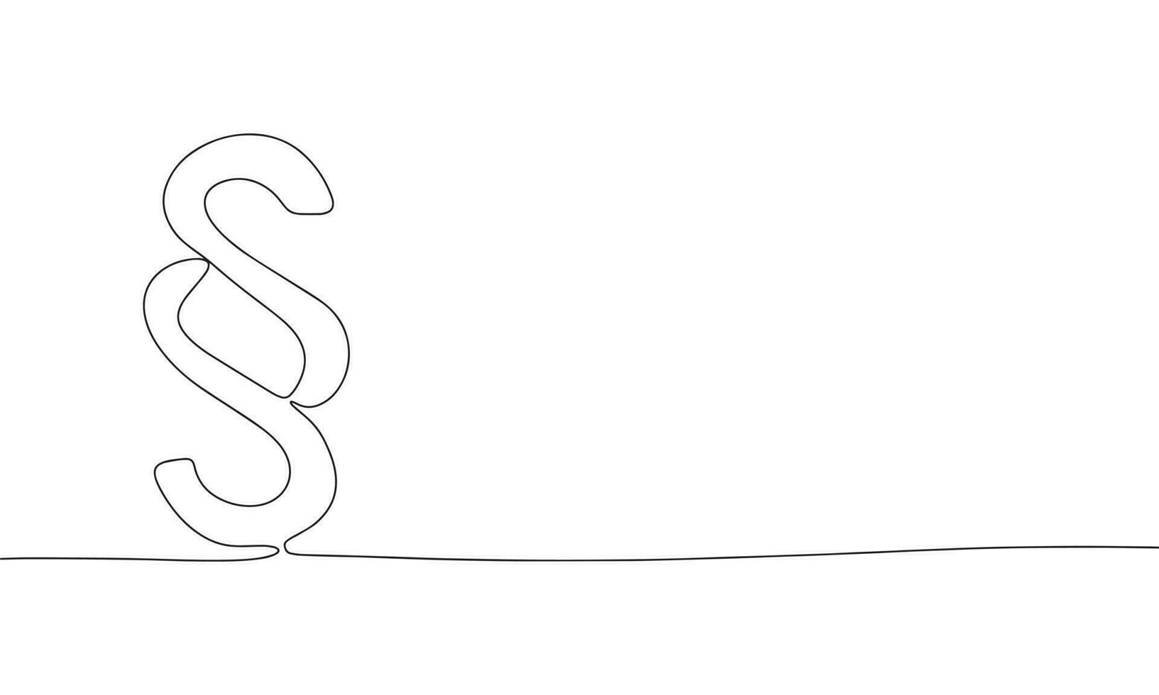 Section mark or paragraph symbol. Continuous line one drawing. Vector illustration. Simple line illustration.