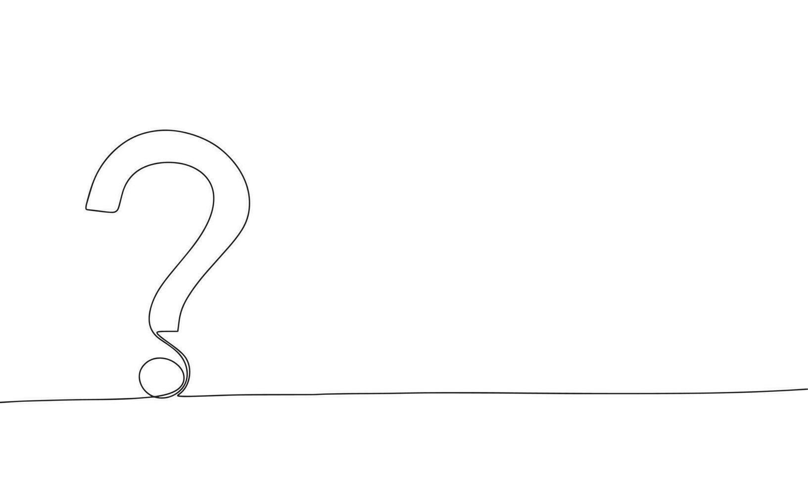 Question mark one line continuous. Line art question mark outline silhouette vector illustration.
