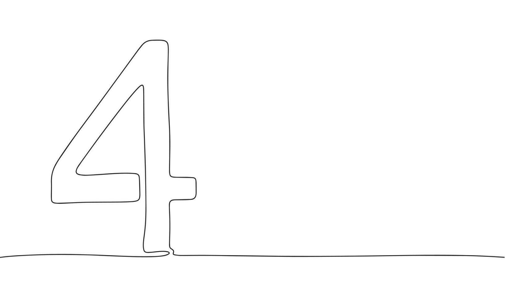 Number 4. Continuous line one drawing. Vector illustration. Simple line illustration.