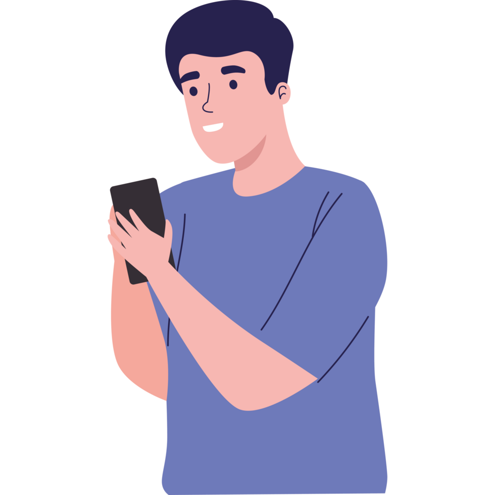man using smartphone device png