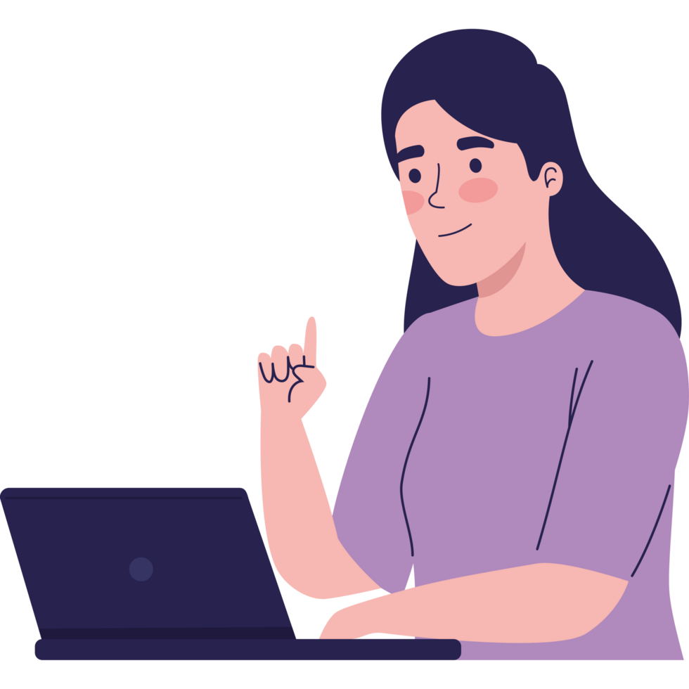 woman using laptop png