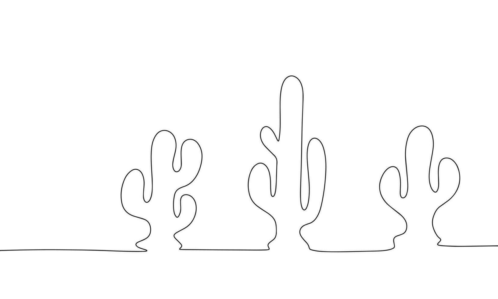silueta cactus en fila. uno línea continuo resumen concepción de naturaleza en desierto. línea arte, describir, silueta, vector ilustración.