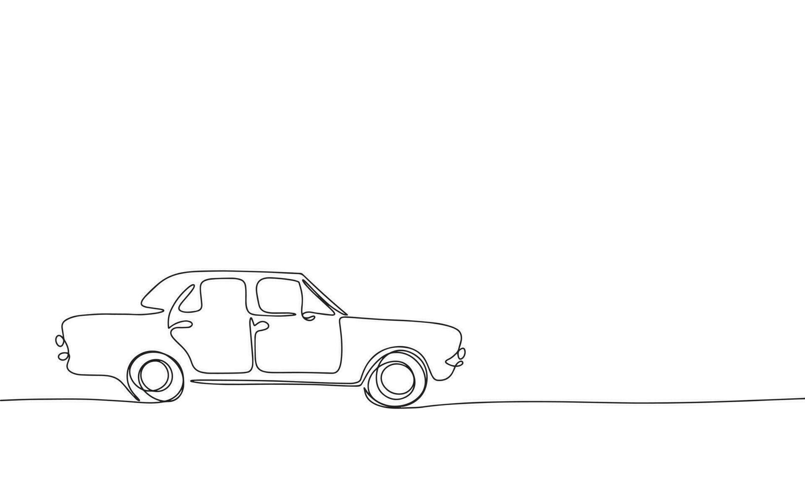 Retro car. Continuous line one drawing. Vector illustration. Simple line illustration.