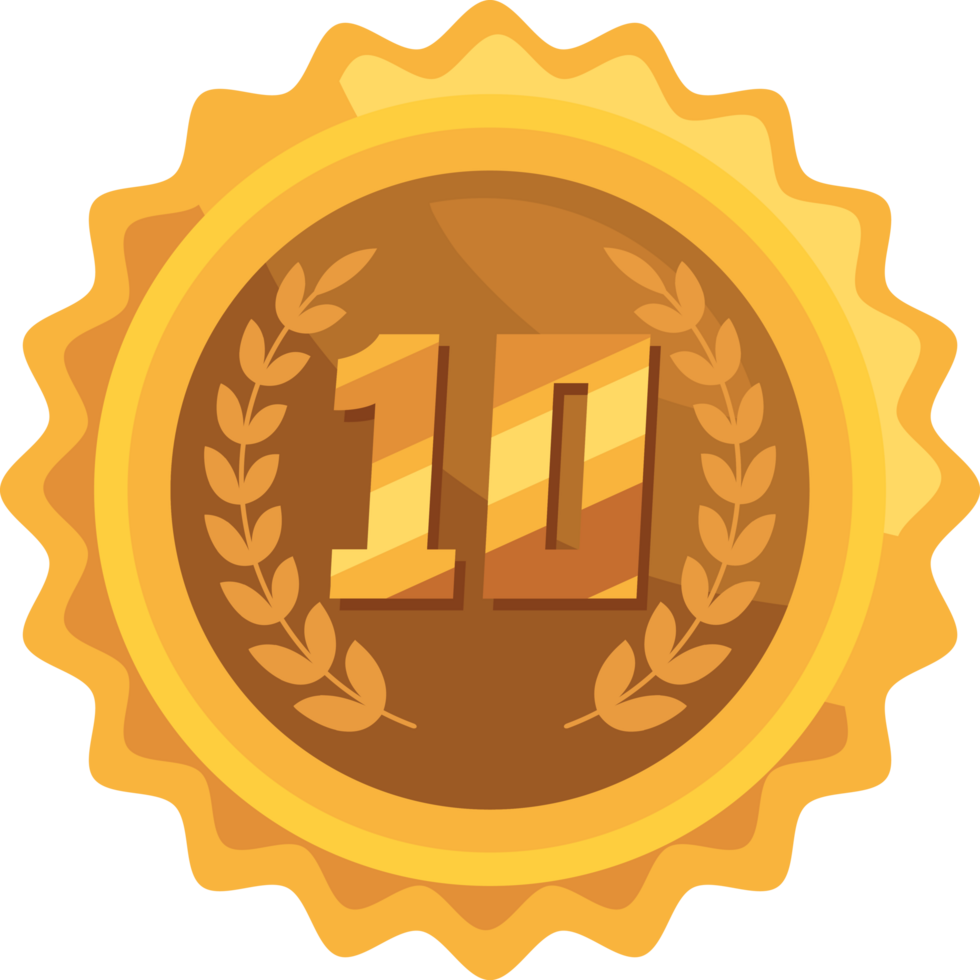 tenth annivesary golden badge png