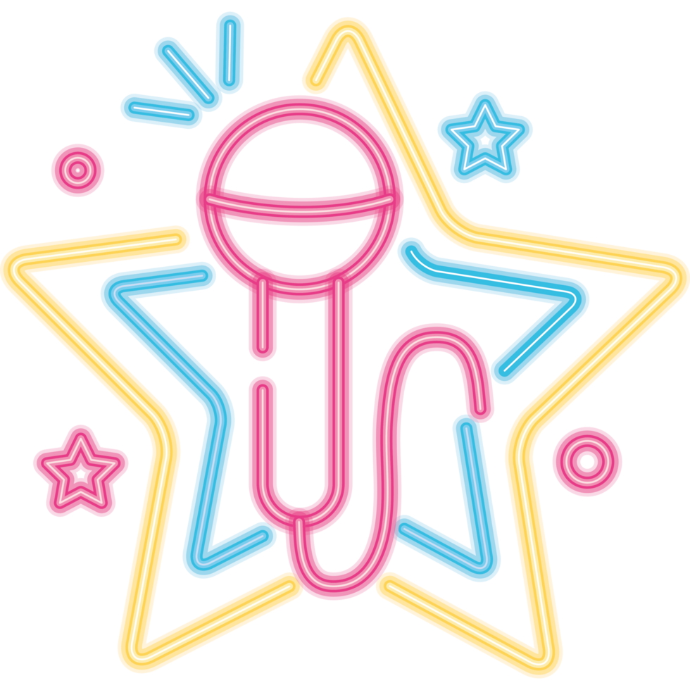 microphone with stars neon png