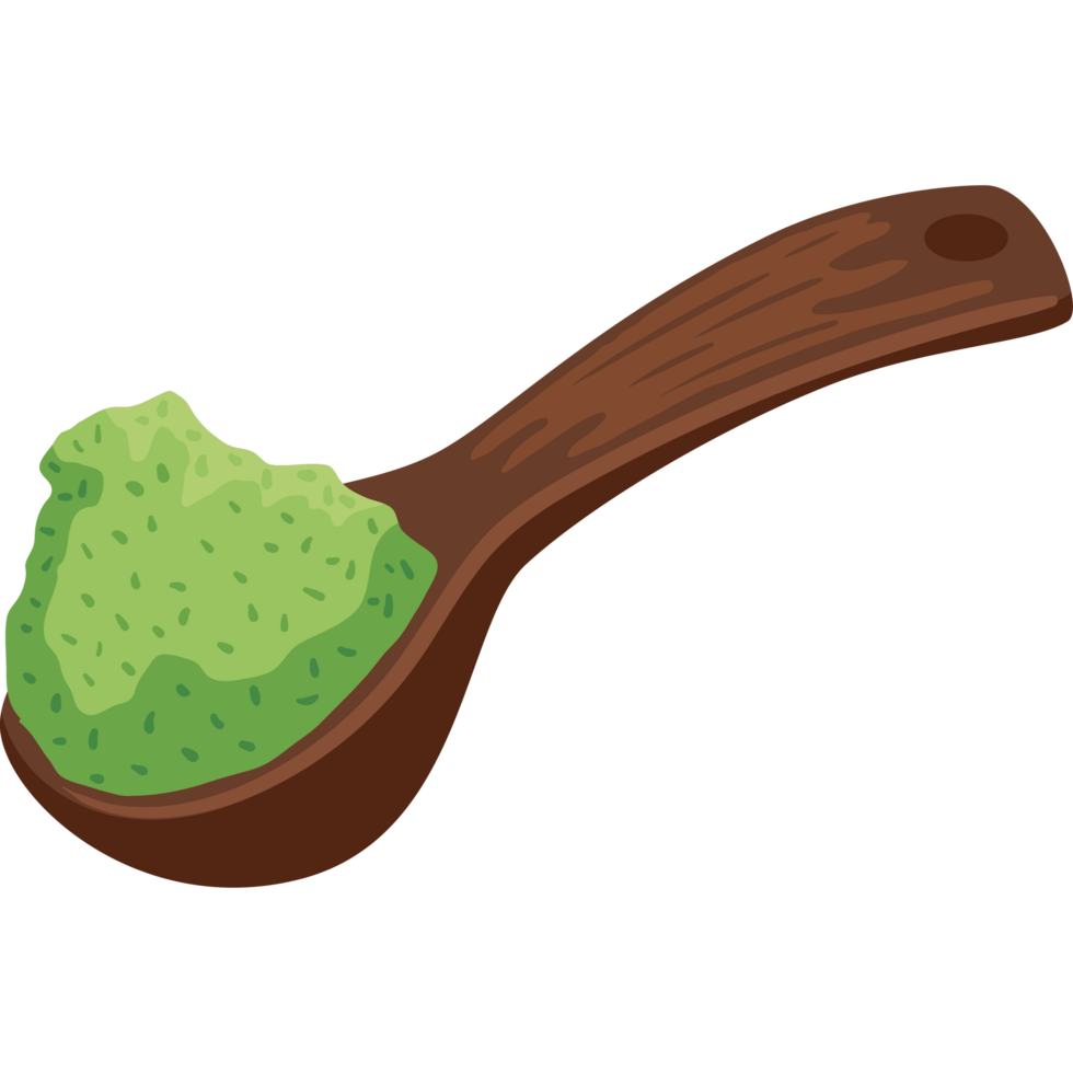 green tea powder in spoon png