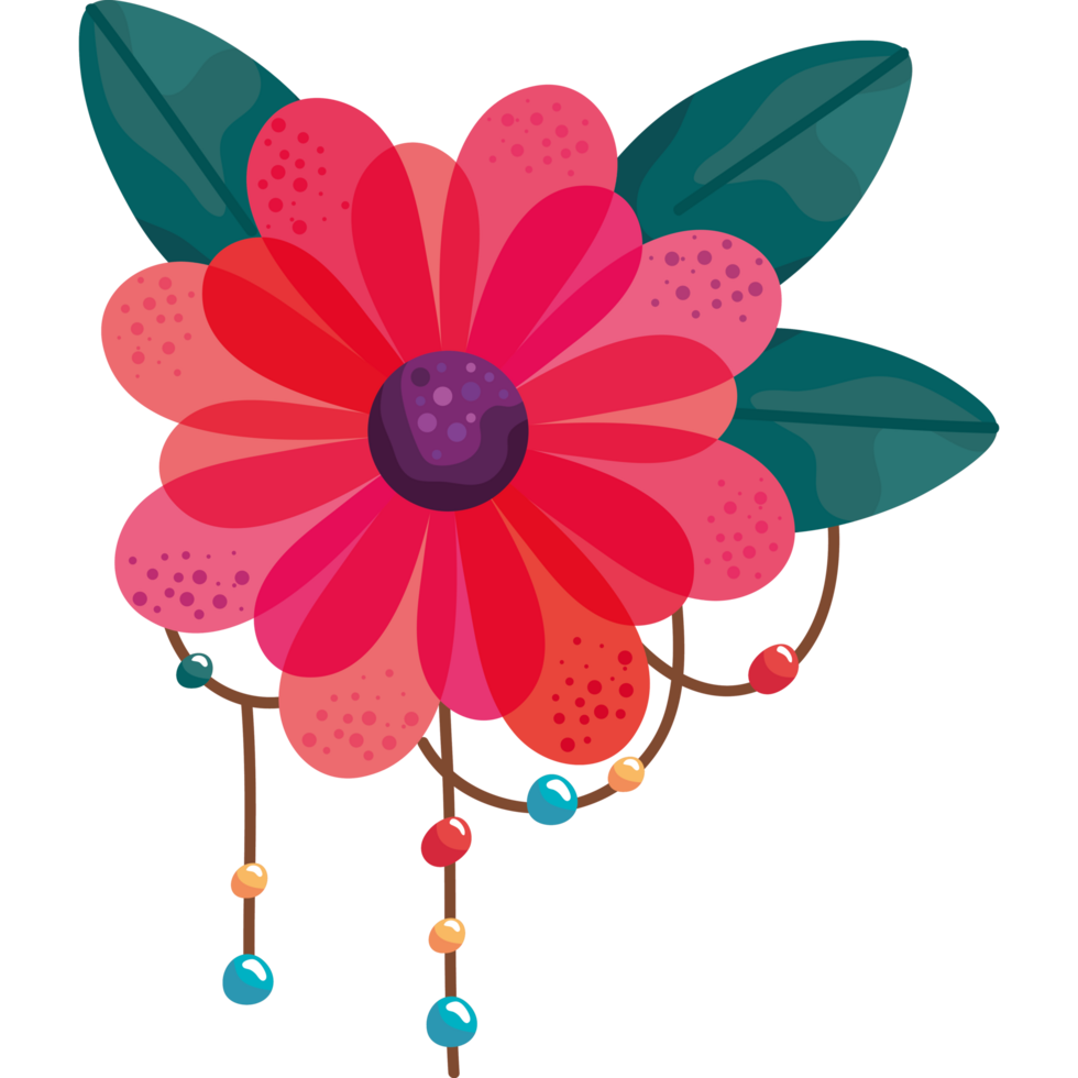 red flower boho style png