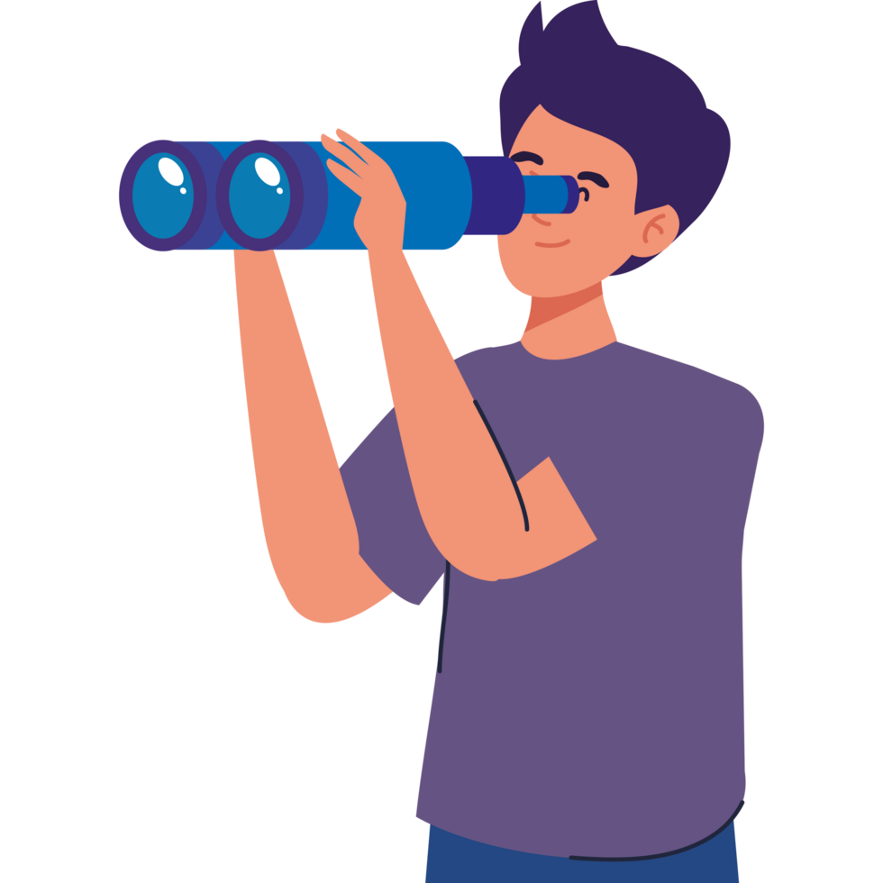 young man with with binoculars png