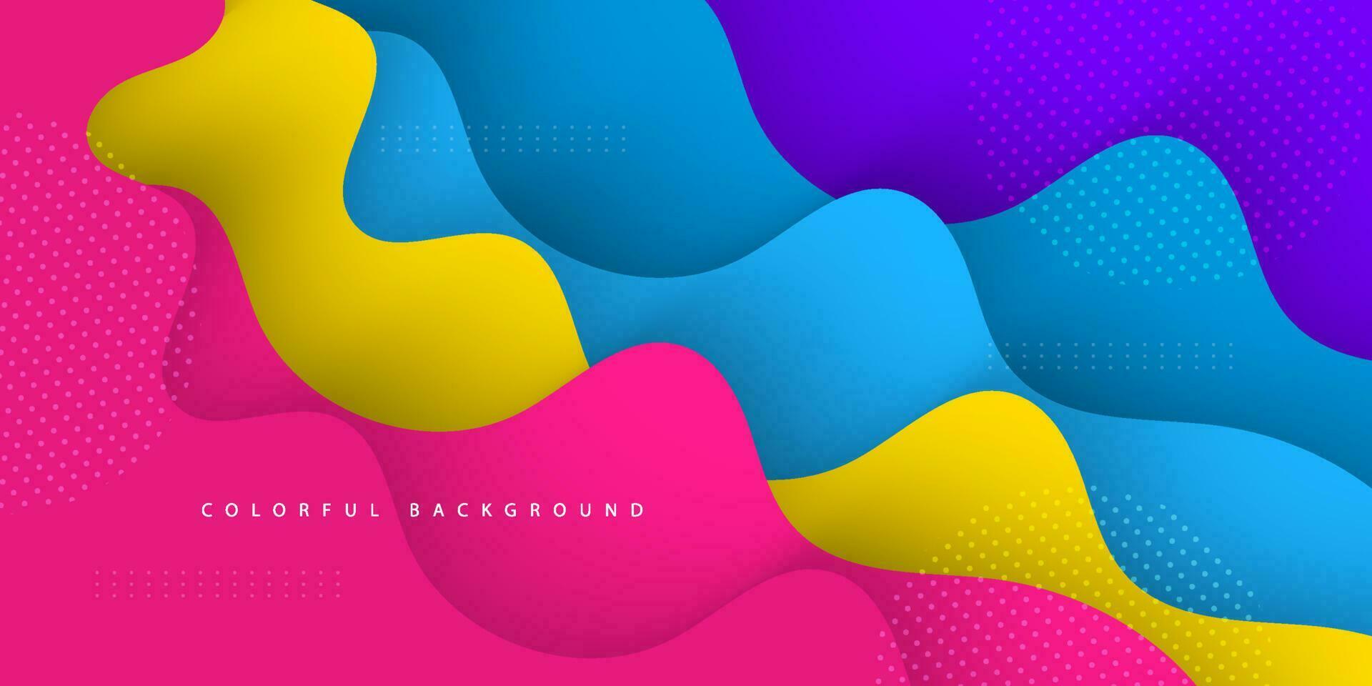 Modern colorful abstract wave background with blue, yellow, pink papercut overlap layers background. Eps10 vector