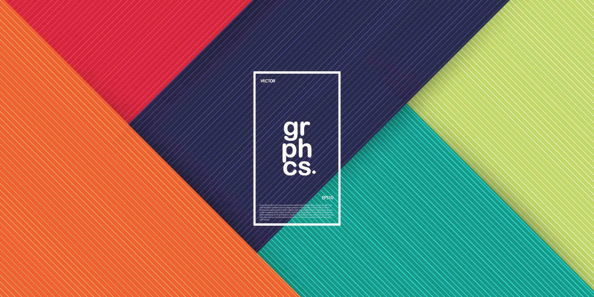 Trendy red ,orange,green and blue vector background with square shape and lines. colorful illustration with overlap pattern on background. Smart design for your promotions. Eps10 vector