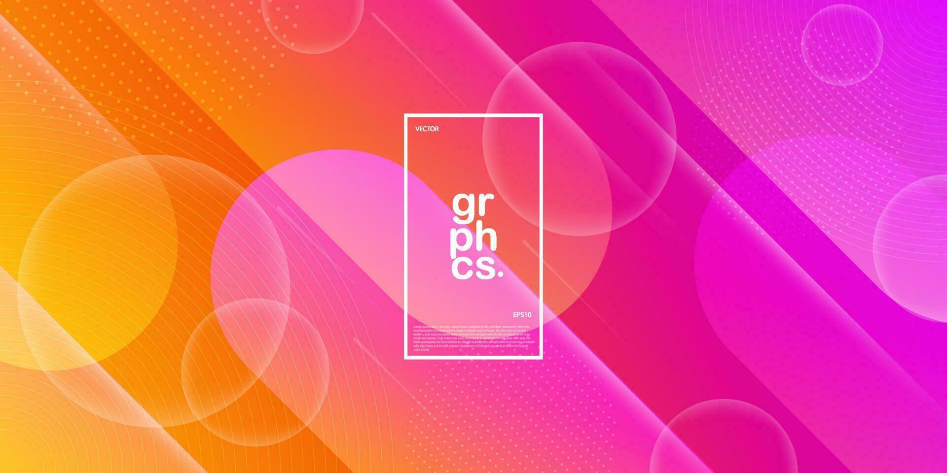 Abstract orange and pink gradient geometric bubble background. bright color gradation. dynamic and colorful banner concept.Eps10 vector