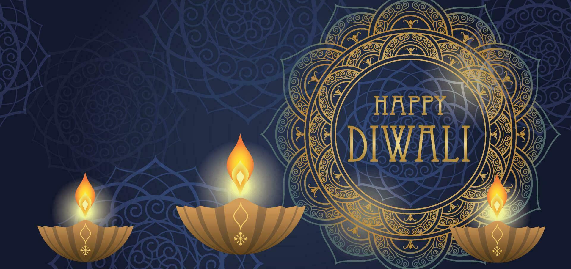 Happy Diwali Vector Seamless Background Illustration With Text Space. Horizontally Repeatable.