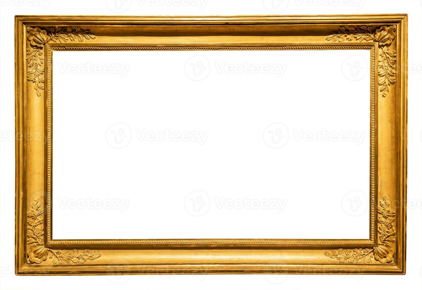 horizontal long rococo gold picture frame isolated photo