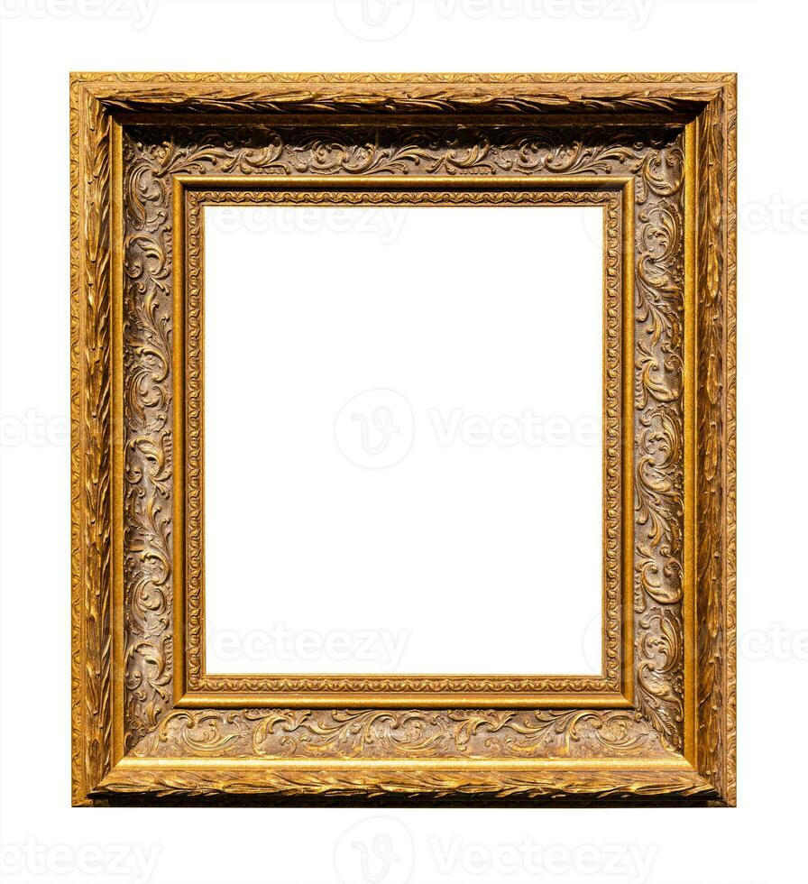 vertical carved wide yellow brown picture frame photo