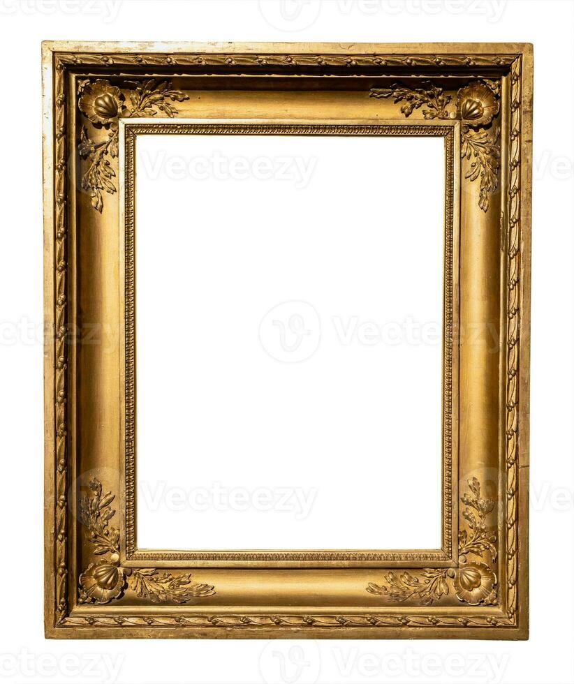 vertical wide rococo gold picture frame isolated photo