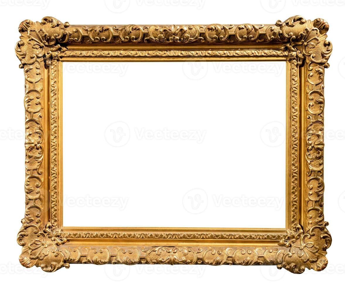 old horizontal wide baroque picture frame isolated photo