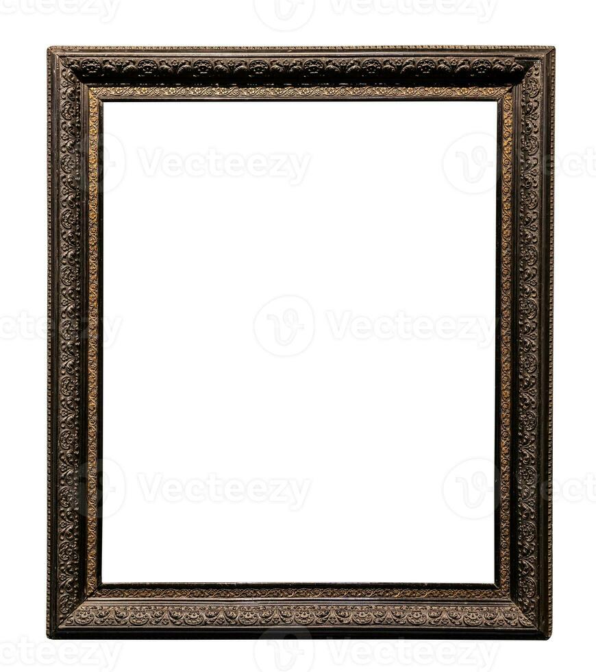 old vertical dark brown wooden picture frame photo