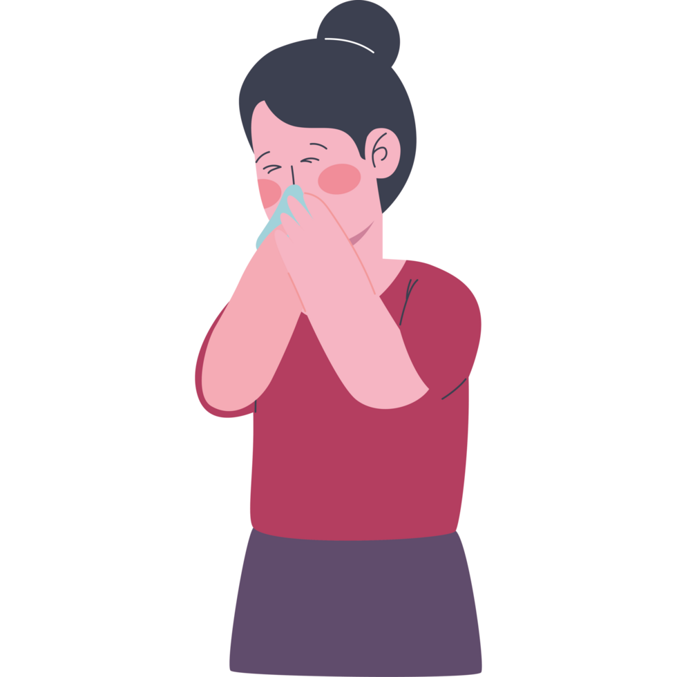 woman sick with flu png